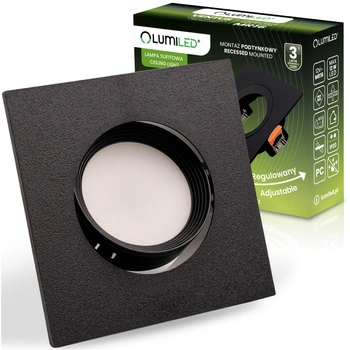 Halogenová Podhledové svítidlo GU10, MR16 Nastavitelná Čtvercová Černá VENTUS LUMILED