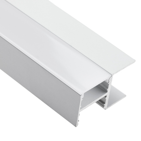 Nábytkový Eloxovaný Hliníkový Profil pro LED Pásky KM48, Stříbrný 2m + Mléčná Krytka + Záslepky LUMILED