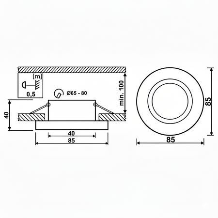 Halogenová Osvětlení Podhledová Koupelnová Hermetická GU10, IP44 Stálá Měděná AQUS LUMILED