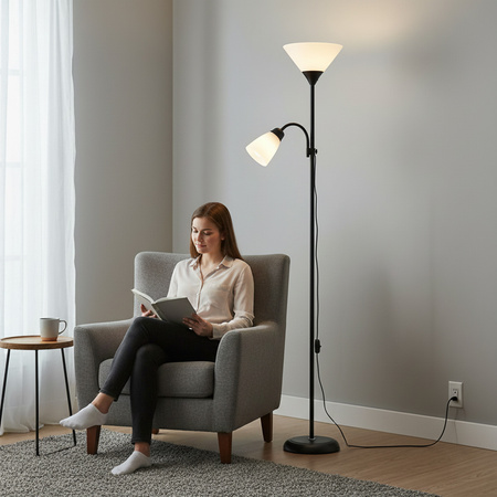 Stojací lampa se 2 body E27 E14 Black Milk Kobi