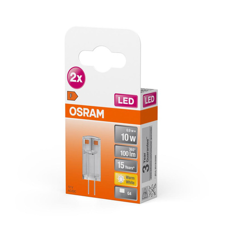 LED žárovka G4 CAPSULE 0.9W = 10W 100lm 2700K Výhřevnost 320° OSRAM 2PACK