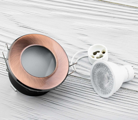 HALOGEN Hermetická sada koupelnových svítidel AQUS Copper IP44 + LED GU10 36° 6W 6500K Lumiled