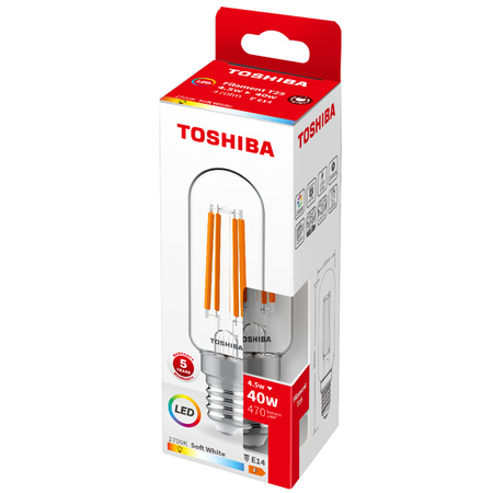 LED žárovka E14 T25 4,5W = 40W 470lm 2700K teplá bílá Filament TOSHIBA