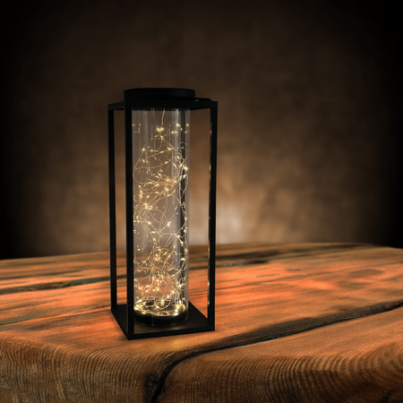 Solární lucerna černá IP44 se soumrakovým senzorem Glamour Sanico Goldlux