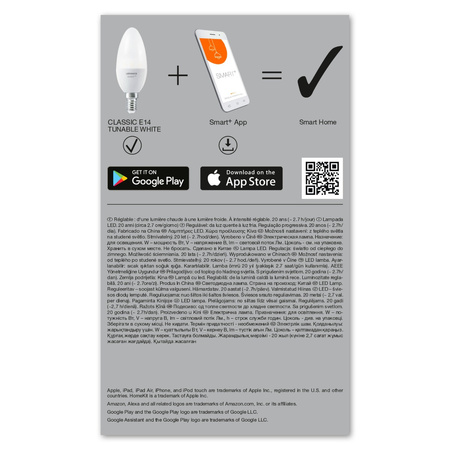 E14 B35 LED žárovka 5W 470lm CCT LEDVANCE SMART+ WiFi Stmívatelné