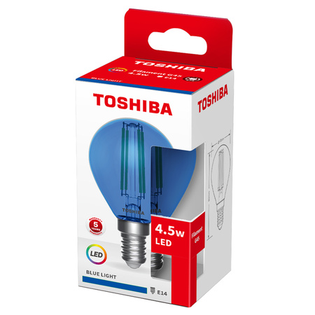 LED žárovka E14 G45 4,5W Filament Blue TOSHIBA