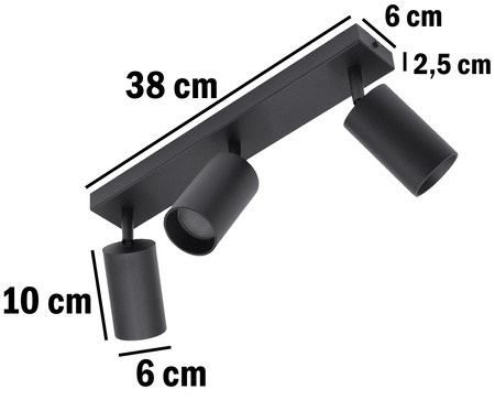 Stropní svítidlo 3x GU10 SPOT LED svítidlo QUALIS III Black