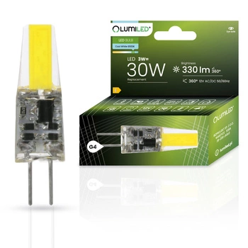 Žárovka LED G4, KAPSLE 3W = 30W 330lm 6500K Studená bílá 360° LUMILED