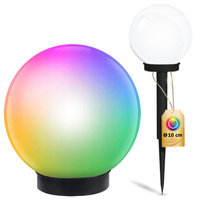 LED solární zahradní lampa s hroty White Sphere RGB 33 cm