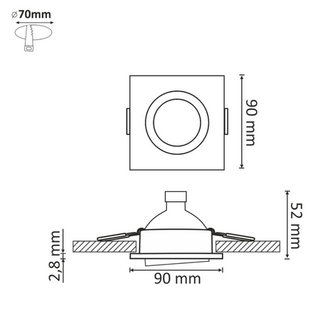 3x GOLDLUX (Polux) čtvercová černá pohyblivá halogenová žárovka + GU10 3.5W LED žárovka