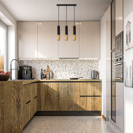 Stropní závěsné svítidlo KEON 3xGU10 nastavitelné černo-zlaté MASTERLED