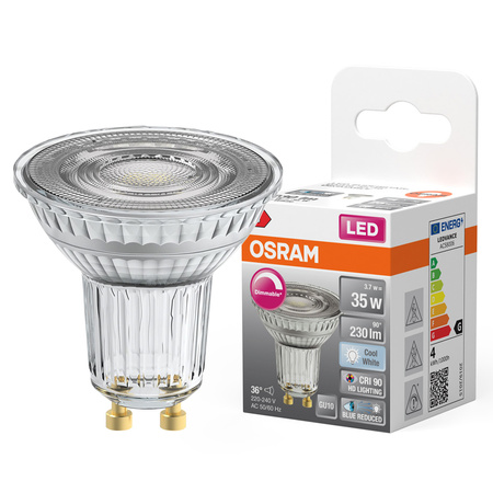 LED PAR16 Reflektor GU10 3,7W = 35W 230lm 4000K Neutrální CRI90 36° Stmívatelný SUPERSTAR Osram