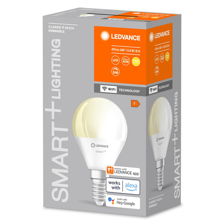 E14 P40 LED žárovka 4.9W 470lm 2700K Teplá bílá SMART+ WiFi stmívatelná minižárovka LEDVANCE