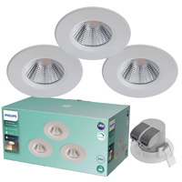 3x LED halogenové svítidlo DIVE 5,5W 2700K 350lm IP65 kulaté bílé stmívatelné PHILIPS