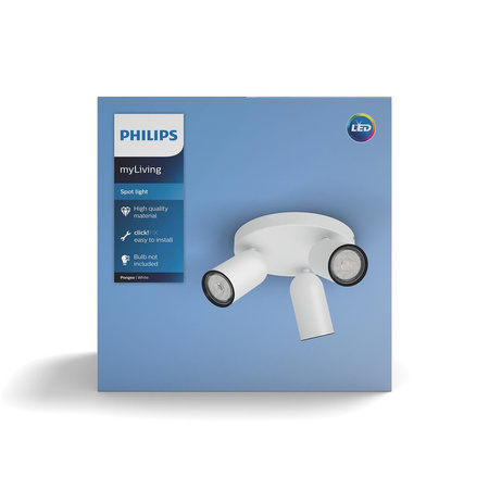 Stropní svítidlo LED PONGEE 3x GU10 Reflektor pohyblivé svítidlo Bílá PHILIPS