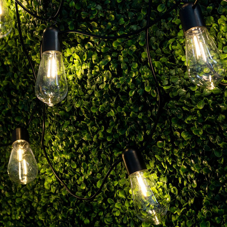LED Solární řetěz, 20x LED Ozdobné Žárovky Edison ST58 11.48m 3000K Teplá bílá EREMI LUMILED