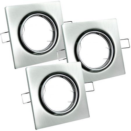 3x GOLDLUX (Polux) pohyblivá halogenová žárovka. čtvercový nikl + GU10 3.5W LED žárovka