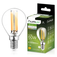Žárovka LED E14, P45 7W = 60W 806lm 4000K Neutrální bílá 360° Filament LUMILED