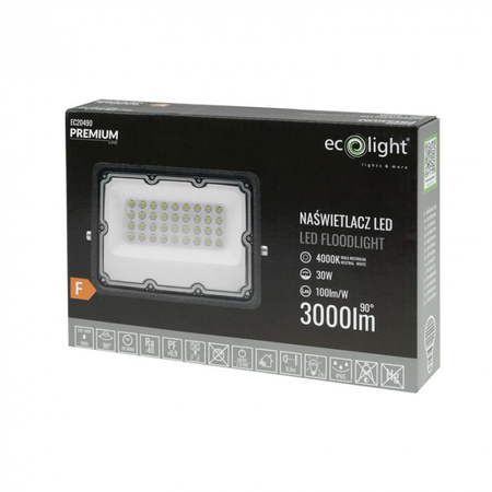 LED reflektor Reflektor 30W 3000lm 4000K Neutral IP65 Premium Line Ecolight