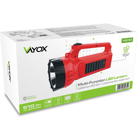 Dobíjecí svítilna 2 v 1 400 lm boční světlo a solární nabíjení VA0123 VAYOX