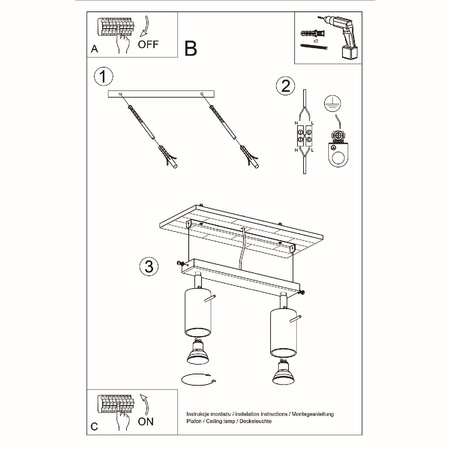 Svítidlo pro povrchovou montáž BERG 2 2xGU10 Reflektor Halogen Pohyblivé Skandinávské dřevo SOLLUX