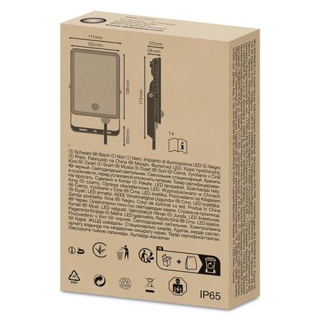 Reflektor LED 20W 3000K 1600lm IP65 černý s LEDVANCE ESSENTIAL SENSOR Motion Sensor