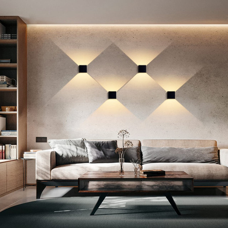 LED zahradní nástěnná lampa 2x4W 3000K Nastavitelná nahoru a dolů Černá RIKO KOBI