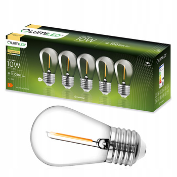 5x LED žárovka E27 ST14 1W = 10W 2700K Teplá bílá 100lm vlákno pro LUMILED Garland