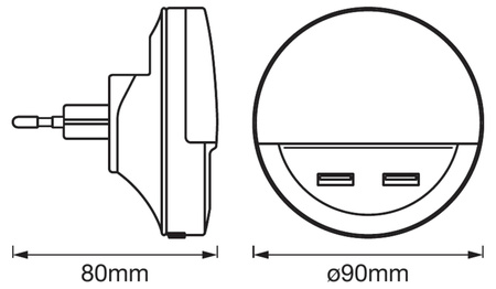 Zásuvková lampa Noční lampa s USB NABÍJEČKOU 12W LUNETTA LEDVANCE