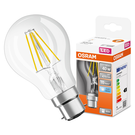 LED žárovka A60 B22d 4W = 40W 470lm 4000lm Neutrální 300° Retrofit žárovka CLASSIC Osram