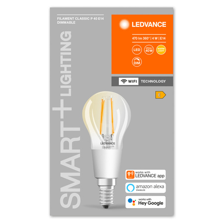 E14 P40 LED žárovka 4W = 40W 2700K Teplá bílá 470lm 300° LEDVANCE SMART+ WIFI vlákno Stmívatelné