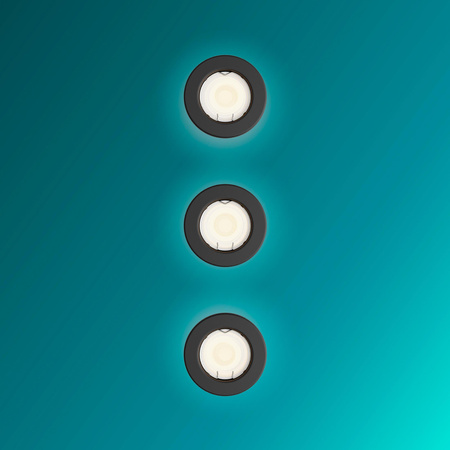 3x LED GU10 zapuštěná pod omítku pevná hliníková kulatá černá Peridot Philips