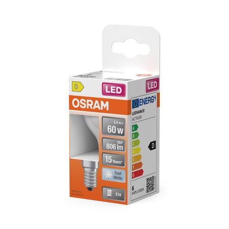LED žárovka P45 kapka E14 5,5W = 60W 806lm 4000K neutrální bílá 300° Retrofit Filament CLASSIC Osram