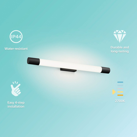 LED Světlo nad Zrcadlo 10W 1500lm 2700K 60cm IP44 Černá Rover Philips