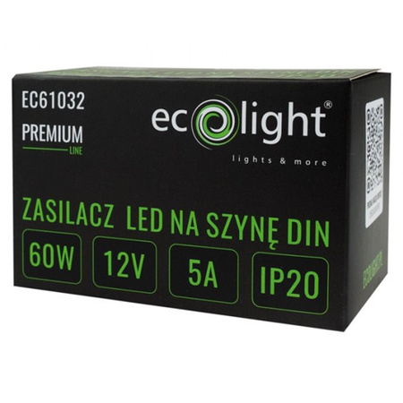 Napájecí zdroj LED na lištu DIN Premium Line 12V 60W Ecolight