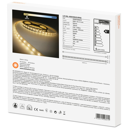 LED pásek 24V 27W 300LED teplá bílá IP65 5m Ledvance