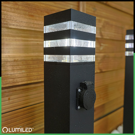 Venkovní zahradní lampa E27, LED se zásuvkou sloupek 80cm TAXUS 2 LUMILED