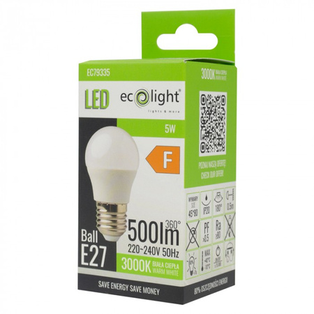 LED žárovka P45 E27 5W 450lm 3000K teplá bílá Ecolight
