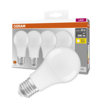 4x LED žárovka E27 A60 8.5W = 60W 806lm 2700K Teplá bílá 300° OSRAM Základna