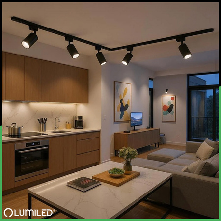 Osvětlovací lišta 2m + 4x reflektor lištový, GU10 Černá RITI LUMILED