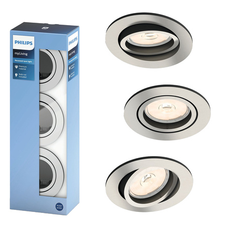 Zásuvné halogenové svítidlo DONEGAL 3x GU10 Round Movable Satin PHILIPS