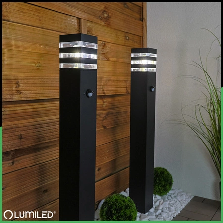 Venkovní zahradní lampa E27, LED snímač pohybu sloupek 80cm TAXUS 2 LUMILED