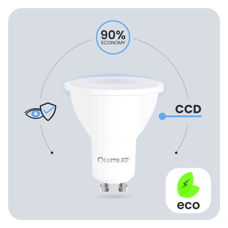 Žárovka LED GU10, 5W = 35W 470lm 6500K Studená bílá 120° LUMILED