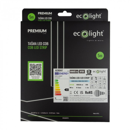 LED pásek COB 24V 45W 2400LED NEON Studená bílá 8mm 5m