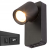 Nástěnná povrchová lampa na čtení GU10 USB černá matná Timo Masterled