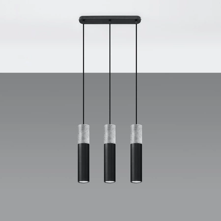 BORGIO 3L 3xGU10 Loft Závěsné stropní svítidlo černé šedé SOLLUX