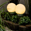 SOLAR LED zahradní lampa s hroty RGB GROUND KULIČKA 30 cm BÍLÁ + dálkové ovládání VOLTENO