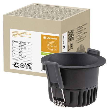 LED panelové bodové svítidlo 8W 680lm CCT stmívatelné bodové černé tmavé světlo Ledvance