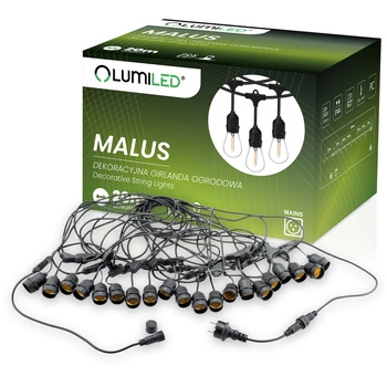 Venkovní řetěz 20m, 20x E27 MALUS LUMILED