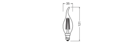 LED žárovka B35 E14 3,4W = 40W 470lm 2700K Warm 300° Filament Performance Class Ledvance